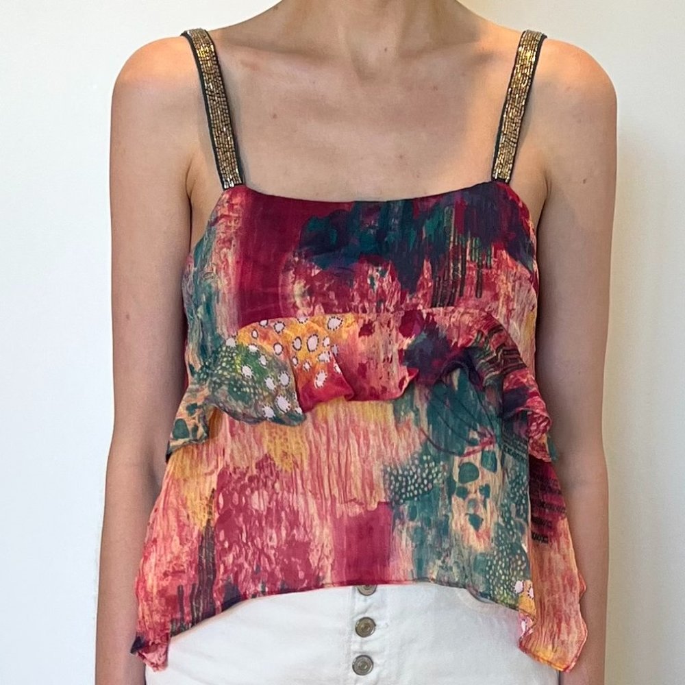 Printed Ruffle Top